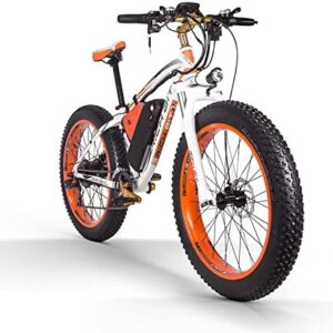 1000W Electric Bike for Adults 26″*4.0 Fat Tire Removable 48V 12.5Ah Battery Lockable Suspension Fork Electric Mountain Bike/Bicycle with Shimano 21 Speed Gear